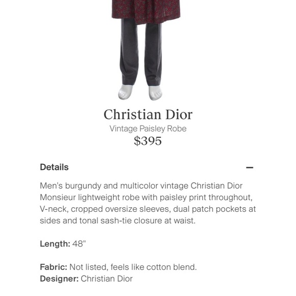 Christian Dior Lightweight Paisley Robe - Picture 8 of 8